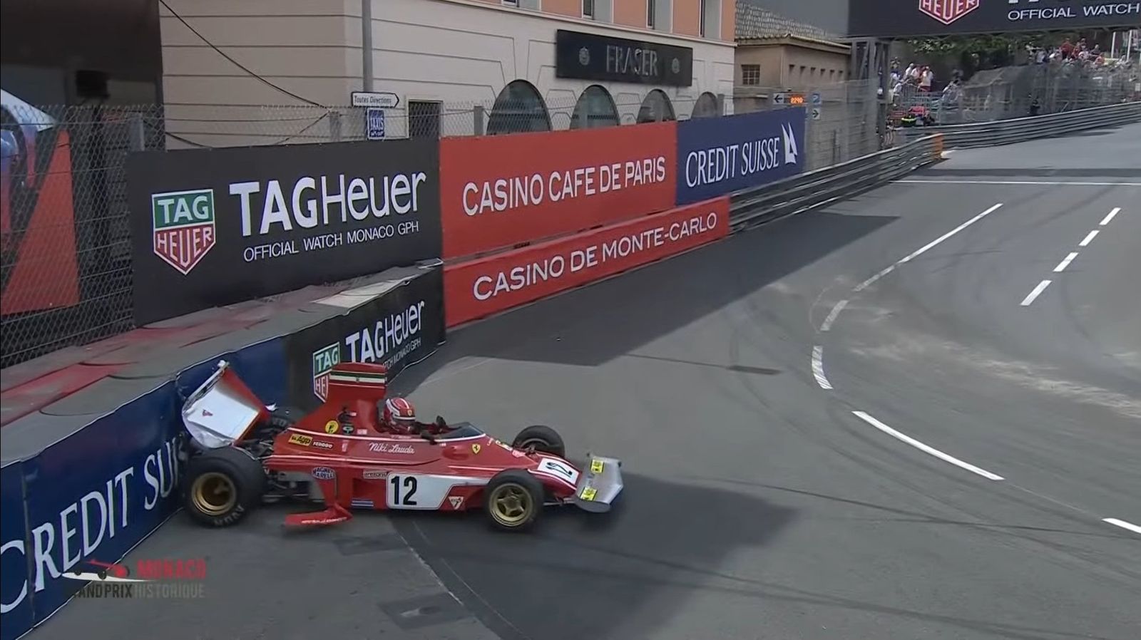 Leclerc crashes classic Niki Lauda Ferrari F1 car in Monaco